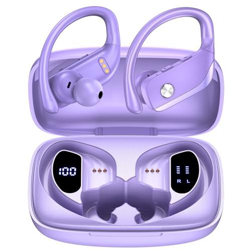 Bmanl Wireless Earbuds Bluetooth Headphones - 48Hrs Playtime, LED Display, Sport Earphones with Mic - Blue