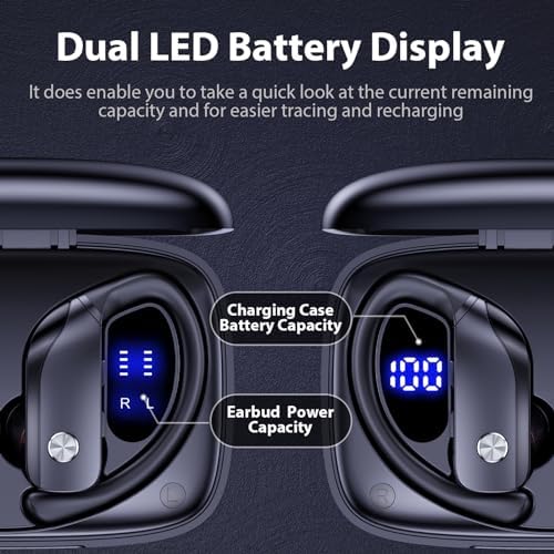 BMANL Wireless Earbuds Black
LED Display Charging Case
Bluetooth Earbuds with Earhooks
Sport Earphones Secure Fit
Wireless Earbuds Battery Indicator
One Button Control Earbuds
48 Hour Playtime Wireless Earbuds
Crystal Clear Call Quality
Sweatproof Wireless Earbuds
Comfortable Earbuds for Workout