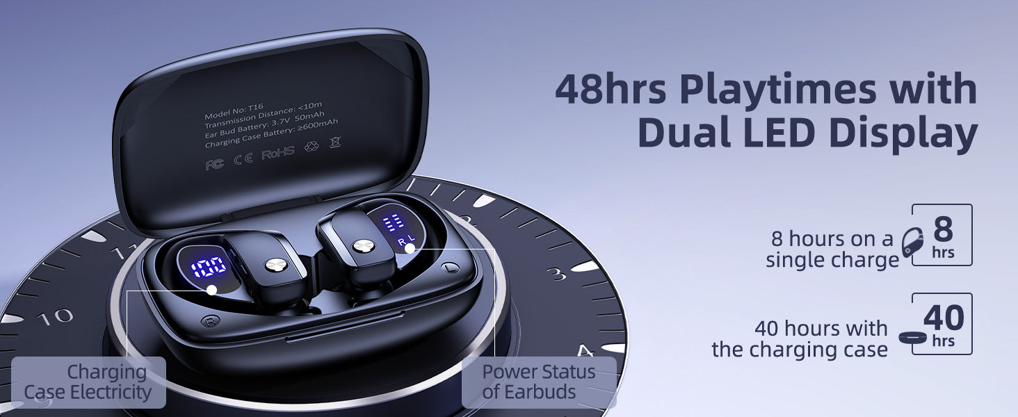 BMANL Wireless Earbuds Black
LED Display Charging Case
Bluetooth Earbuds with Earhooks
Sport Earphones Secure Fit
Wireless Earbuds Battery Indicator
One Button Control Earbuds
48 Hour Playtime Wireless Earbuds
Crystal Clear Call Quality
Sweatproof Wireless Earbuds
Comfortable Earbuds for Workout